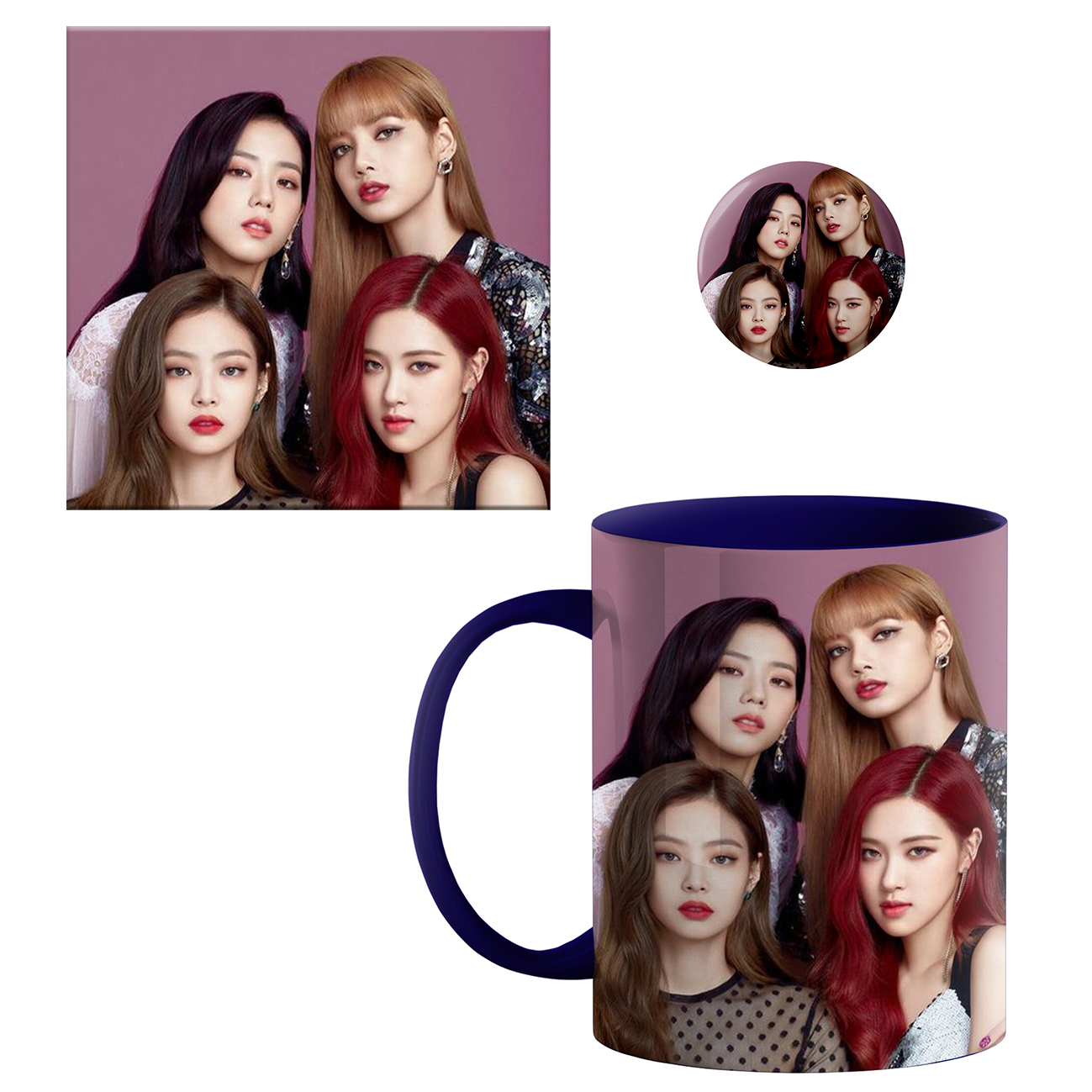 ماگ طرح بلک پینک کد 040 به همراه زیر لیوانی و پیکسل