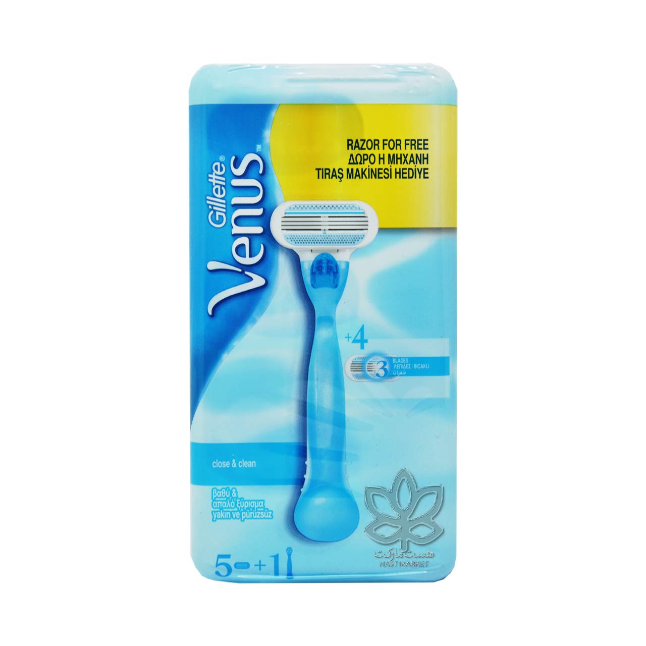 دسته با 5 تیغ اصلاح سه لبه بانوان ونوس ژیلت - gillette