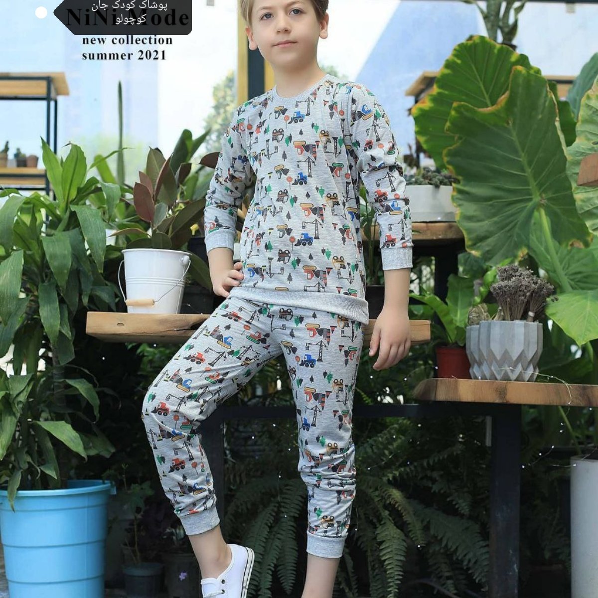 بلوز شلوار پسرانه طرح ماشین موجود سایز 40 مناسب 2تا3سال و نیم
