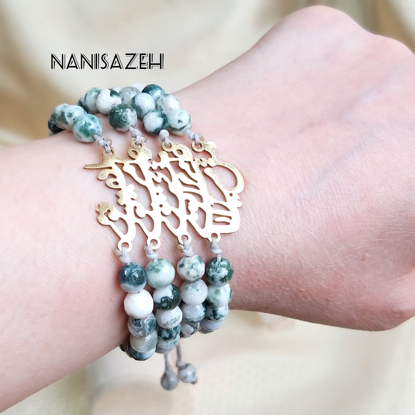 دستبند شعر سنگ عقیق خزه ای
