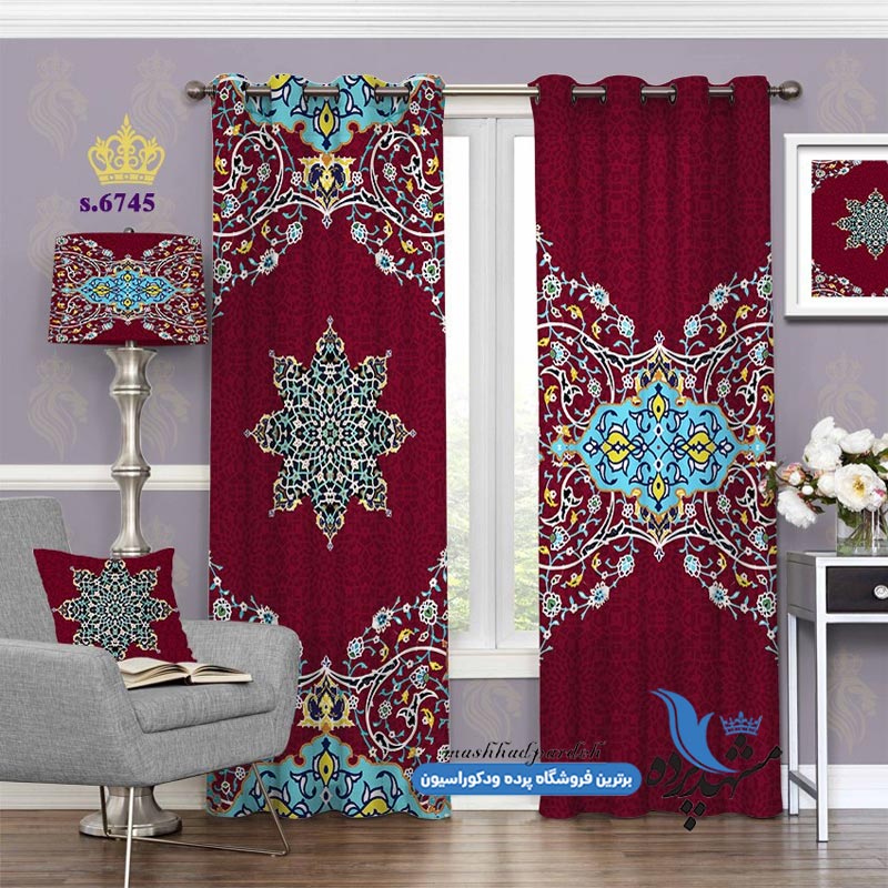 پرده پانچ اسلیمی طرح اسلامی زمینه کد S6745