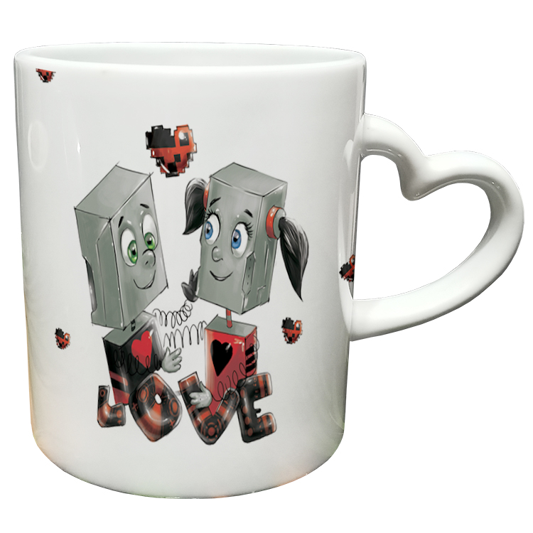 ماگ مدل دسته قلبی طرح عاشقانه کد 133