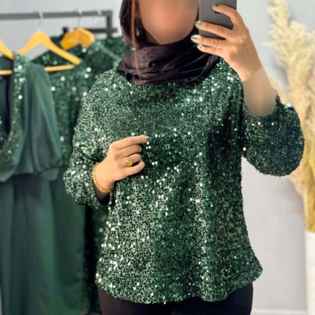 شومیز مخمل پولک دوزی مجلسی  خوش دوخت استر دار  زنانه جدید جذاب 