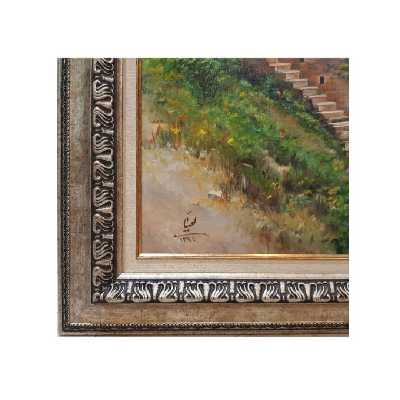 تابلو نقاشی رنگ روغن طرح طبیعت شمال قلعه رودخان