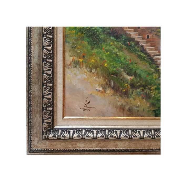 تابلو نقاشی رنگ روغن طرح طبیعت شمال قلعه رودخان