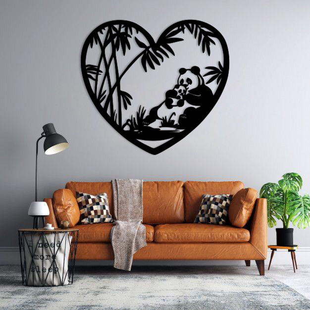 استیکر دیواری طرح پاندا و قلب