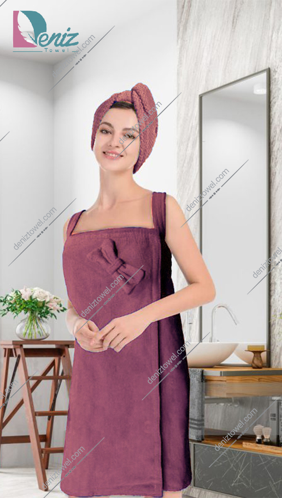 حوله سونایی طرح ساده رنگ کالباسی تیره