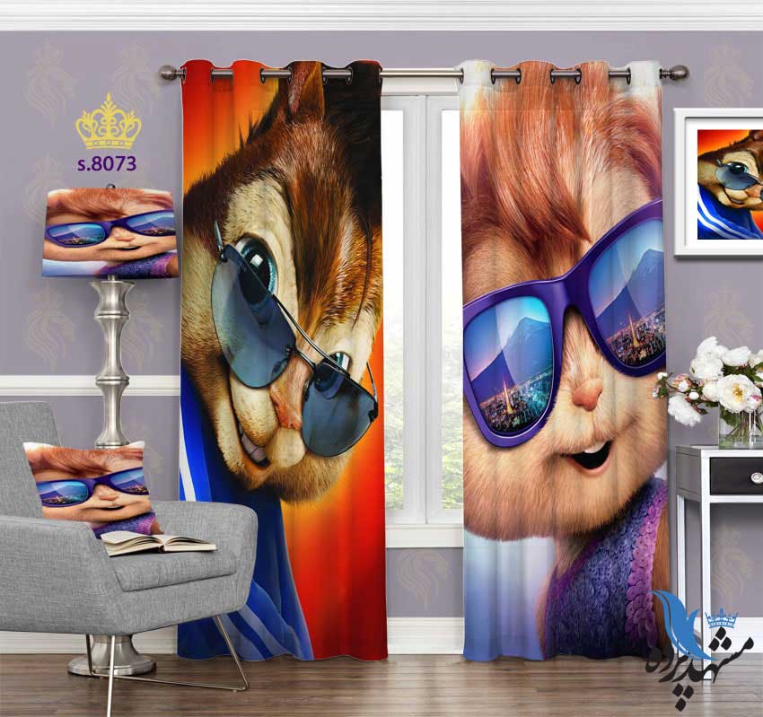 پرده پانچ کودک طرح کارتون آلوین کد S8073