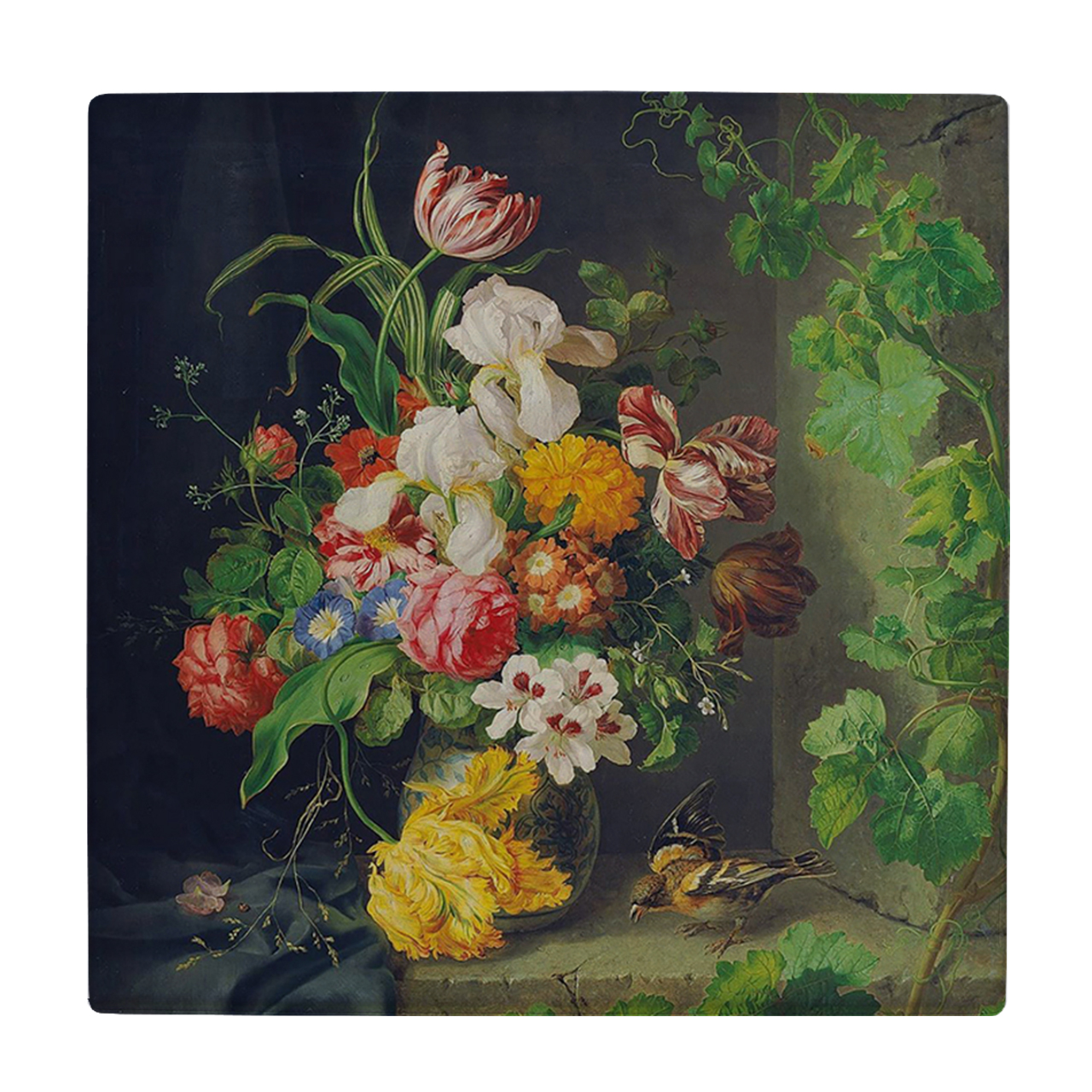 کاشی کارنیلا طرح گلدان گل و درخت مو مدل لوحی کد WKB751 