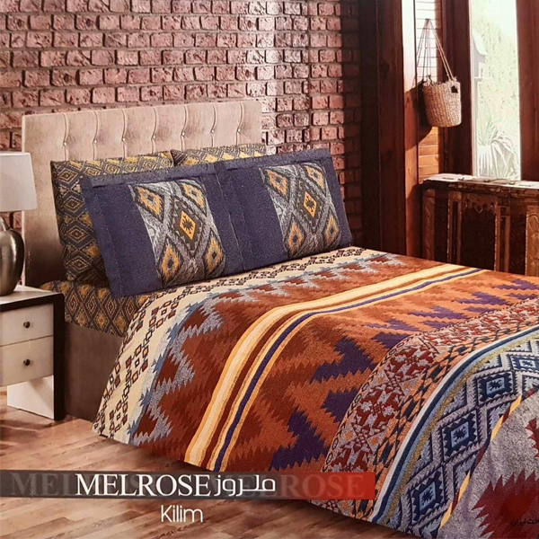 سرویس ملحفه مل رز مدل گلیم دو نفره ۳ تکه