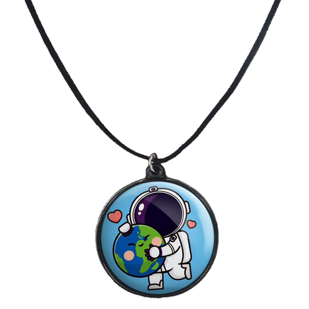 گردنبند پرمانه طرح فضانورد کد pmb.10458 مدل دو طرفه