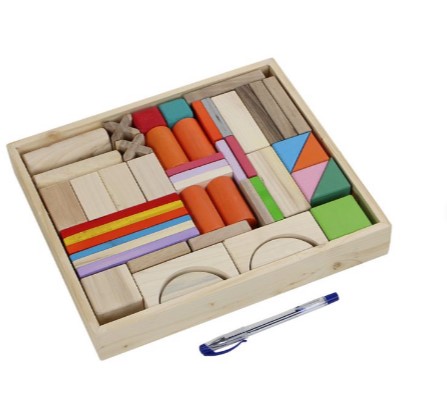 بلوک های 46 قطعه جعبه چوبی