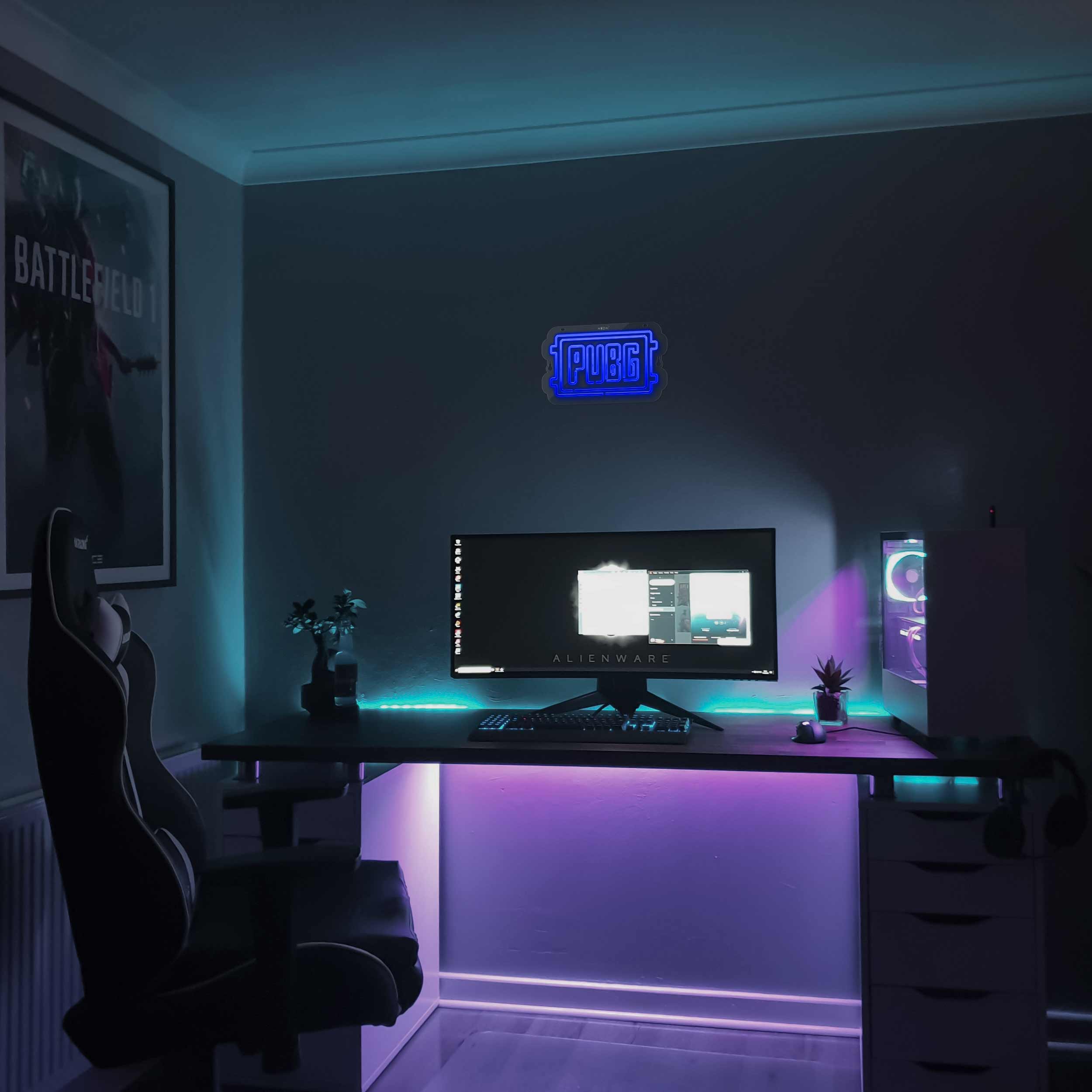 چراغ دیواری نئون دیزاین طرح Pubg-Logo_BL
