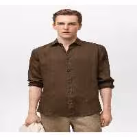 پیراهن / بلوز دکمه دار سبز مردانه مناسب 100 ٪ کتانی MANGO Man