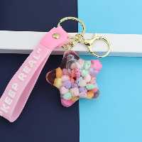 سرکلیدی شیشه ای آویز کیف آکواریومی ستاره صورتی قلبی 33854