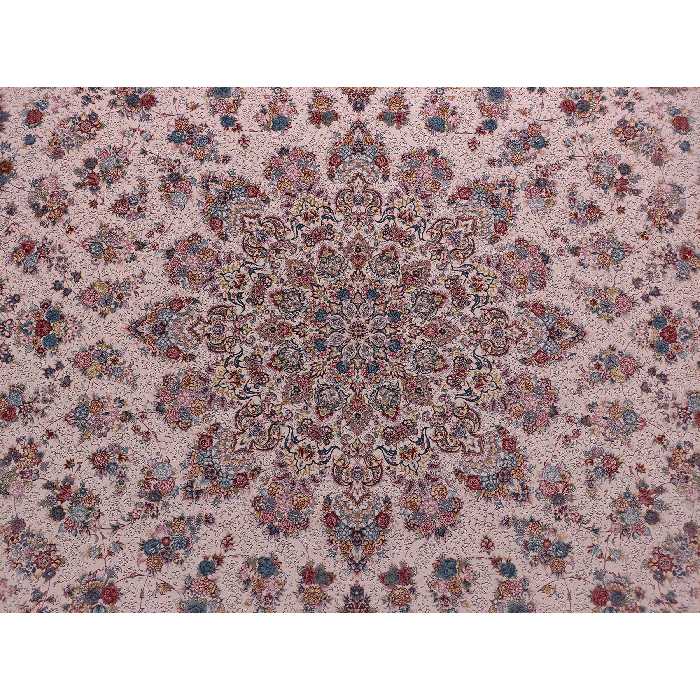 فرش ماشینی زمرد مشهد مدل 55001 زمینه کرم