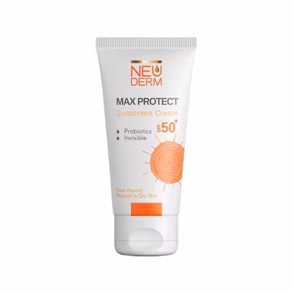 نئودرم کرم ضدآفتاب بیرنگspf50 انواع پوست
