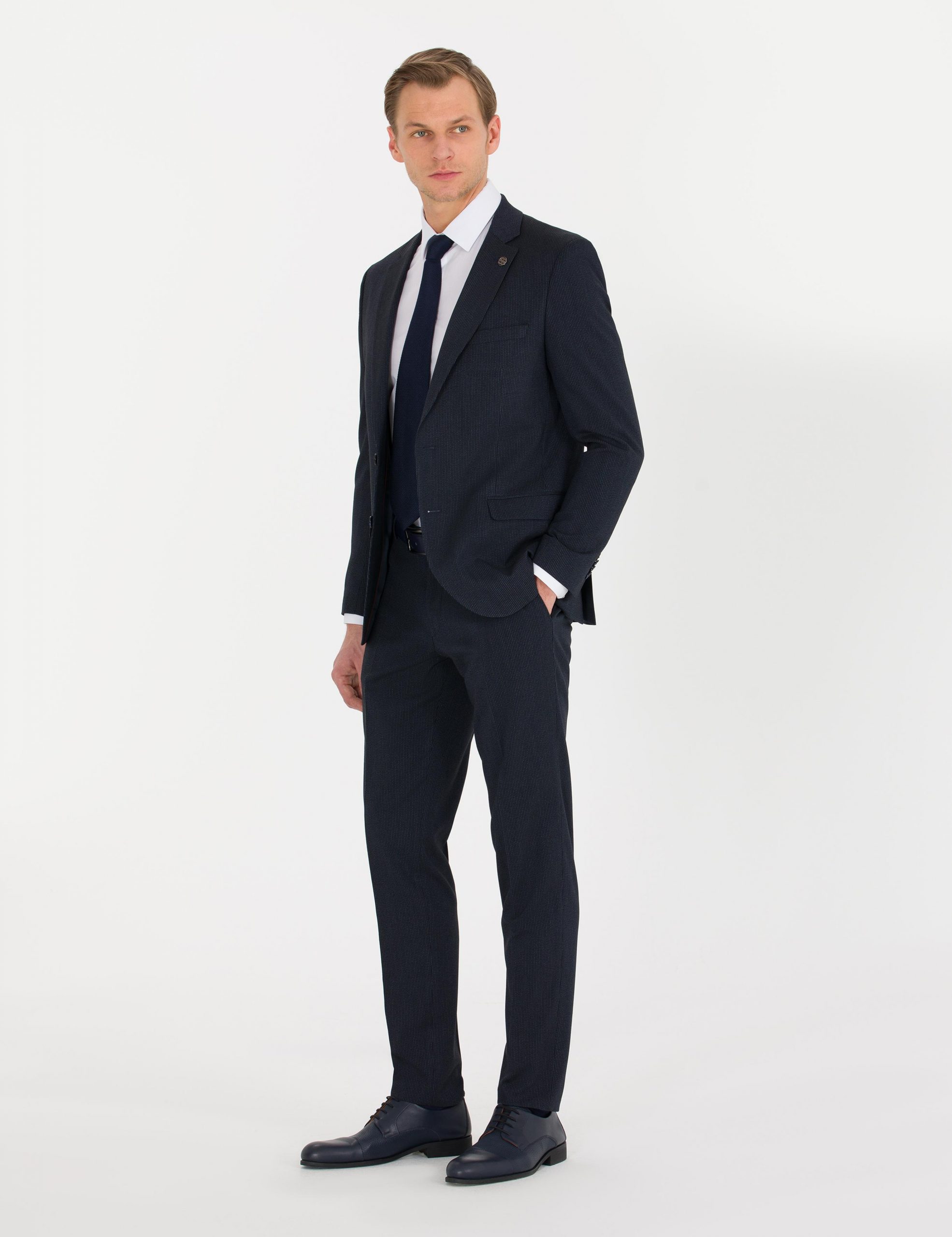 کت و شلوار مردانه سرمه ای پیرکاردین - فروشگاه لباس شهرمون