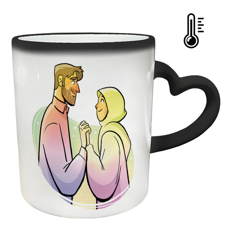 ماگ حرارتی مدل دسته قلبی طرح عاشقانه کد 237