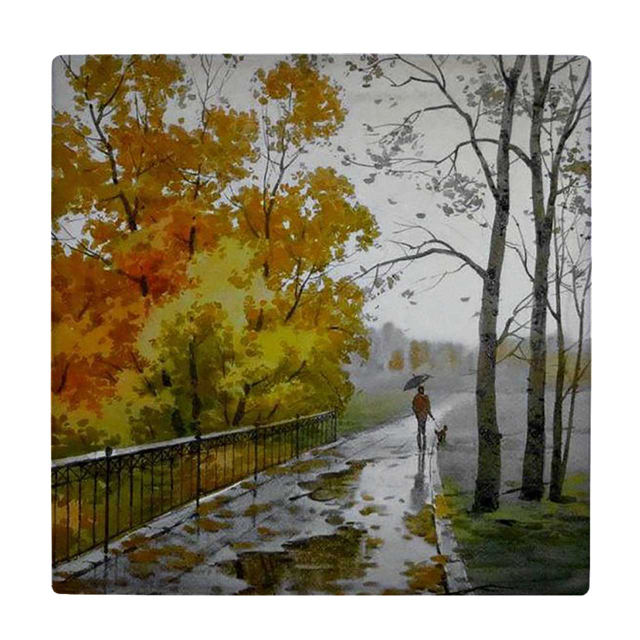   زیر لیوانی  طرح نقاشی پیاده رو پاییزی کد    6229629_5815