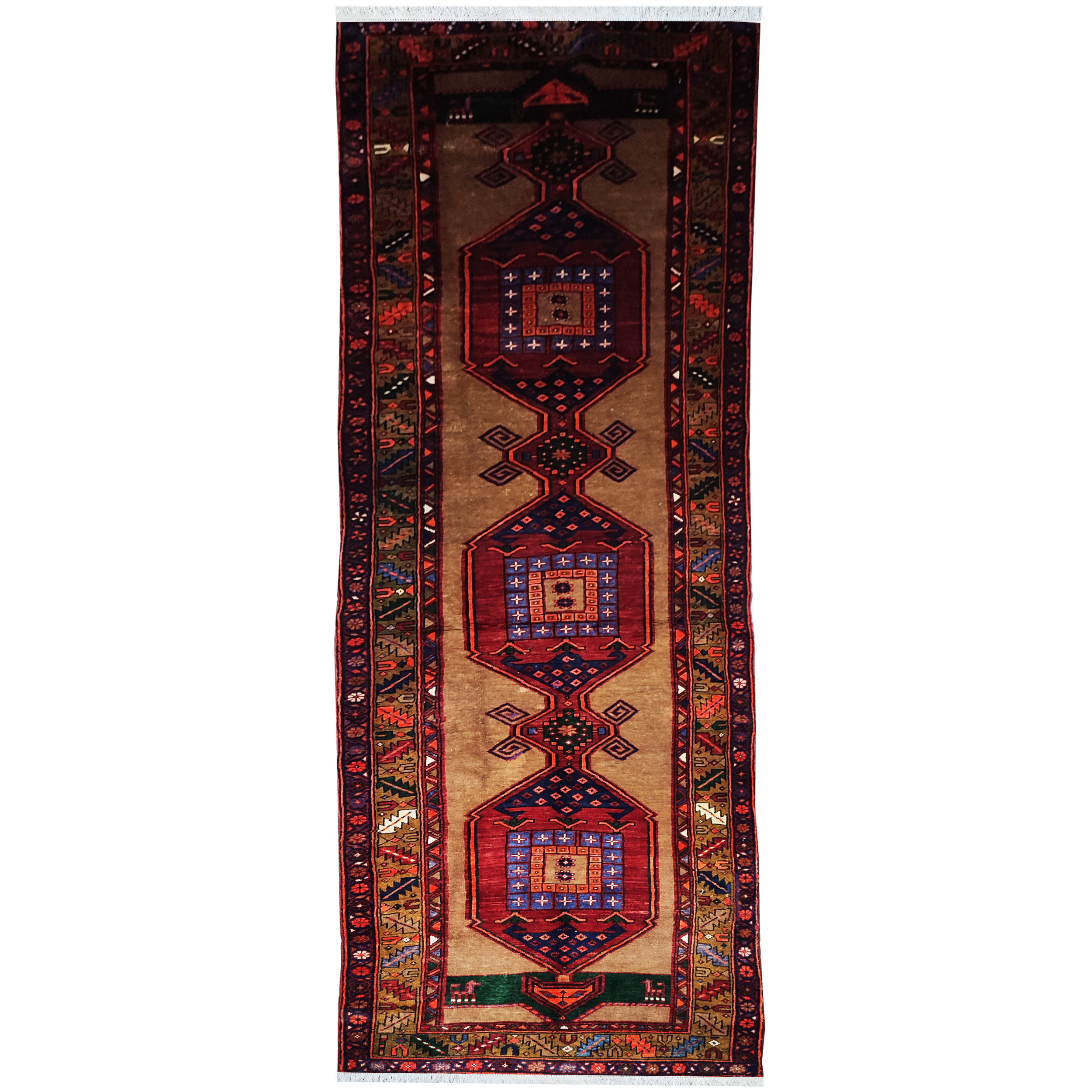 فرش قدیمی دستبافت کناره طول چهار متری مدل MG 234