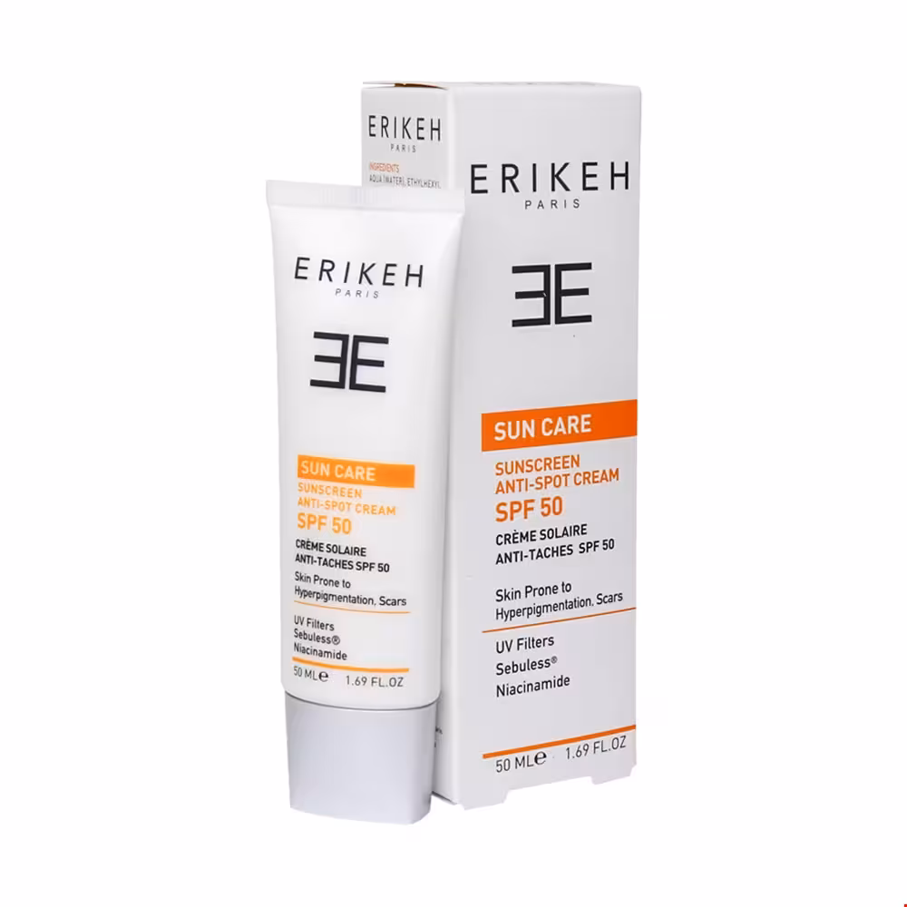 کرم ضد آفتاب و ضد لک SPF5 0 بی رنگ اریکه 50 میلی لیتری