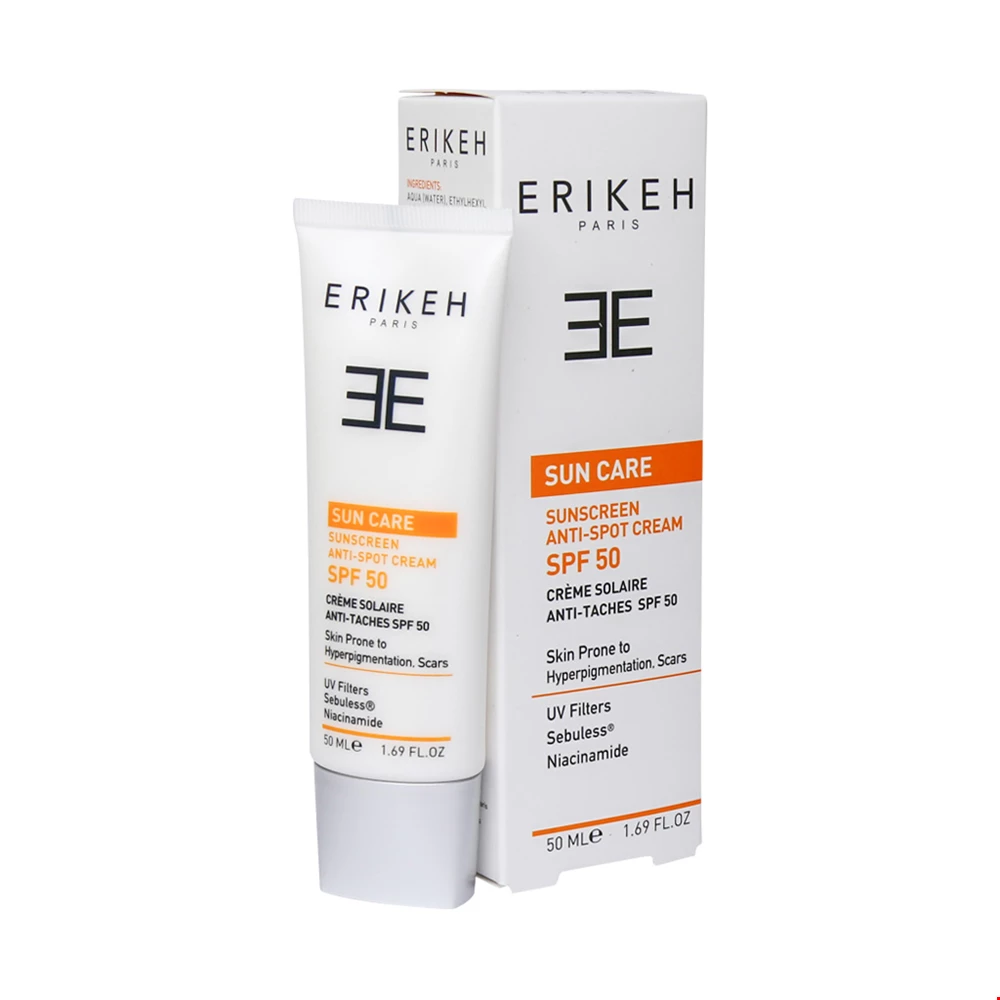 کرم ضد آفتاب و ضد لک SPF5 0 بی رنگ اریکه 50 میلی لیتری