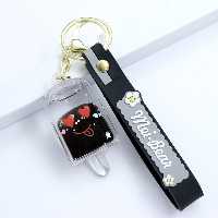 سرکلیدی شیشه ای آویز کیف آکواریومی بستنی چوبی مشکی 33854