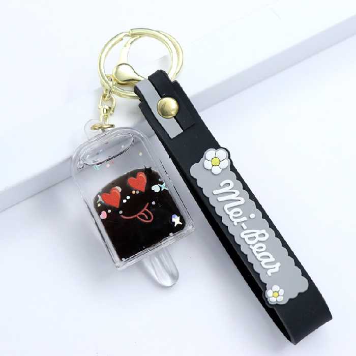 سرکلیدی شیشه ای آویز کیف آکواریومی بستنی چوبی مشکی 33854