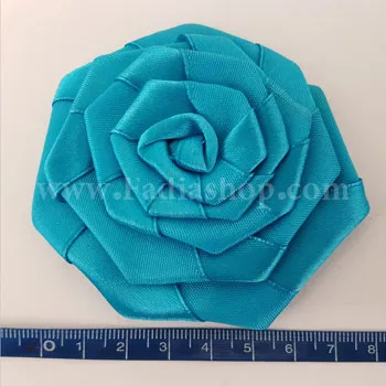 گل پفکی ساتن 8 سانت آبی فیروزه ای