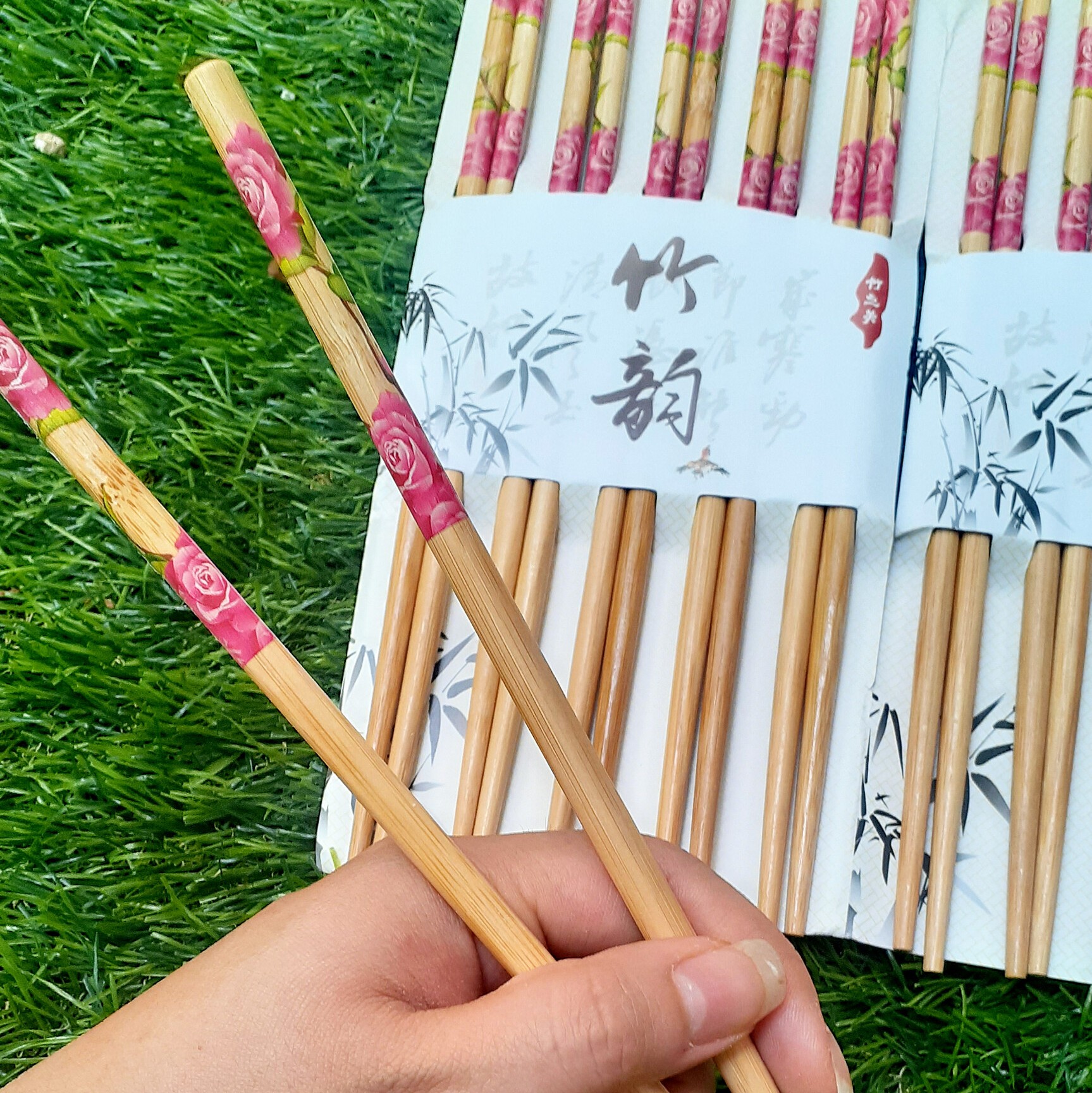 چاپستیک چوبی طرح دار 