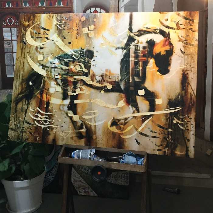 تابلو تلفیقی نقاشیخط دیجیتال آرت گالری چارگوش  2560