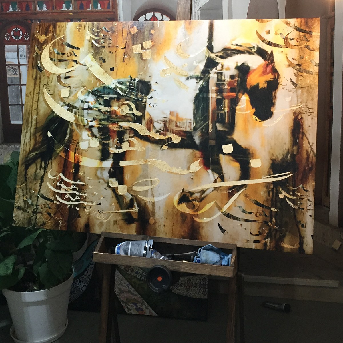 تابلو تلفیقی نقاشیخط دیجیتال آرت گالری چارگوش  2560