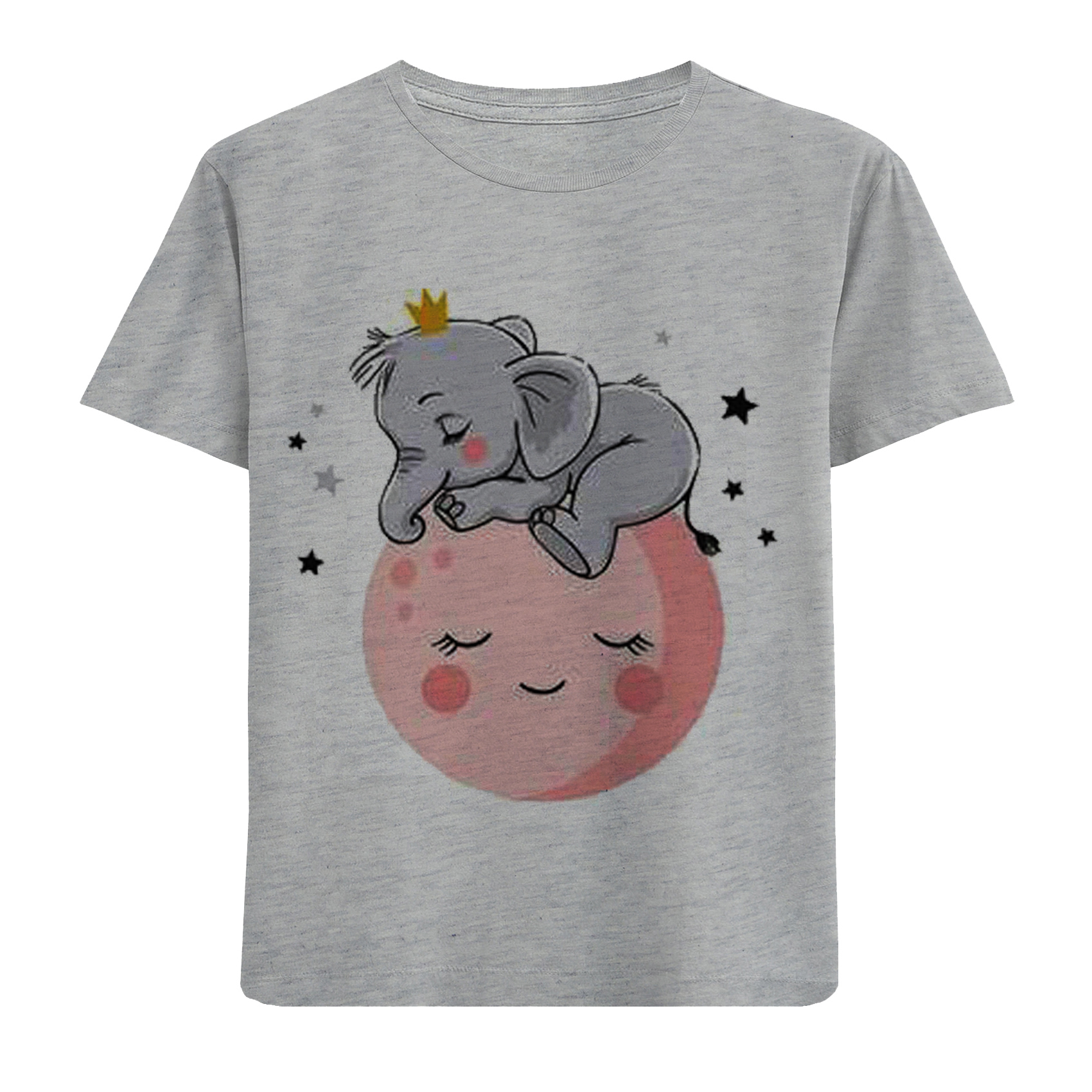 تی شرت آستین کوتاه بچگانه مدل فیل و ماه F468