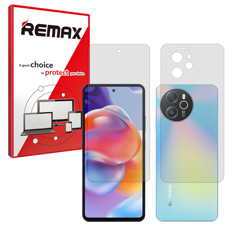 گلس صفحه نمایش و پشت گوشی بلک ویو Shark 8 مدل هیدروژلی شفاف برند ریمکس کد SS