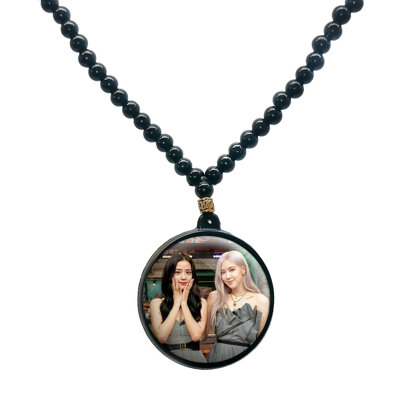 گردنبند پرمانه طرح بلک پینک کد pmd.18068 مدل دو طرفه