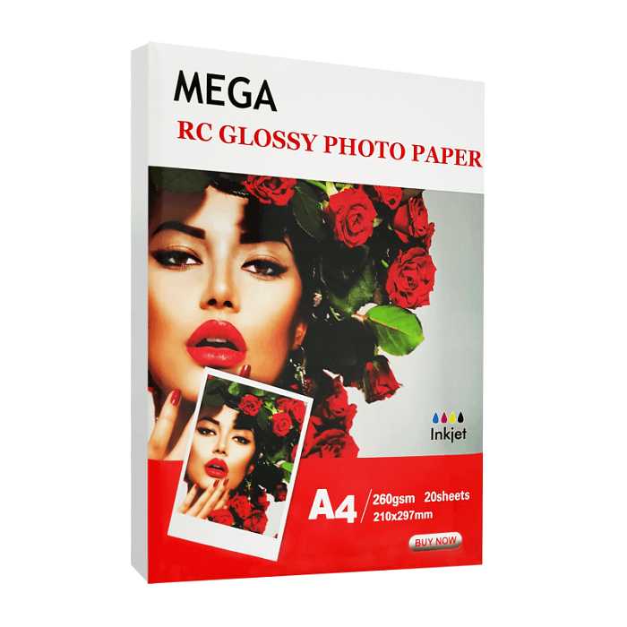 کاغذ فتو گلاسه براق 260 گرم A4 مگا 20 برگی