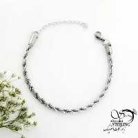 دستبند استیل سفید طرح طنابی کد 19008