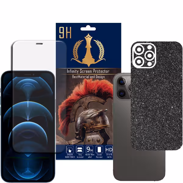 برچسب پوششی اینفینیتی مدل PR MAX مناسب برای گوشی موبایل اپل iPhone 12 PRO MAX به همراه محافظ صفحه نمایش