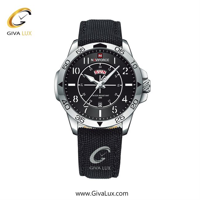 ساعت مچی مردانه تک موتوره بند برزنتی مشکی ناوی فورس (نیوی فورس) NF9204 S/BN/B