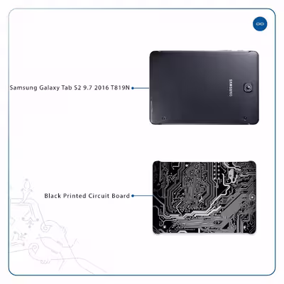 برچسب پوششی ماهوت مدل Black Printed Circuit Board مناسب برای تبلت سامسونگ Galaxy Tab S2 9.7 2016 T819N