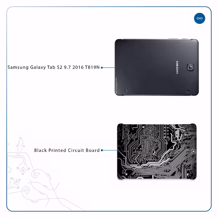 برچسب پوششی ماهوت مدل Black Printed Circuit Board مناسب برای تبلت سامسونگ Galaxy Tab S2 9.7 2016 T819N
