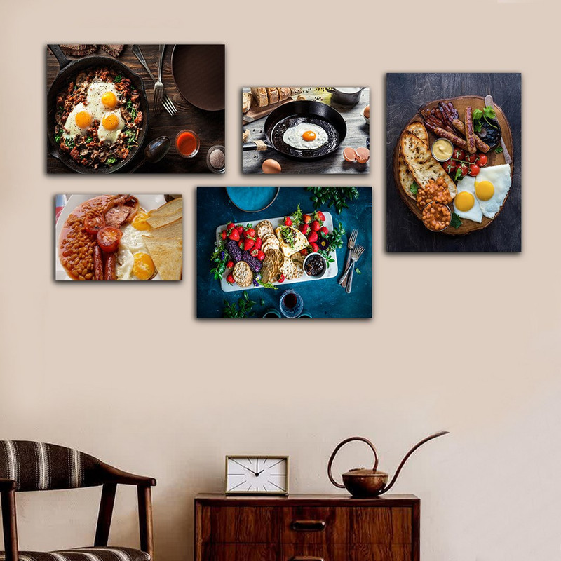 تابلو شاسی دنیای قابطرح آشپزخانه و صبحانه مدل SH-863 مجموعه 5 عددی | دنیای قاب