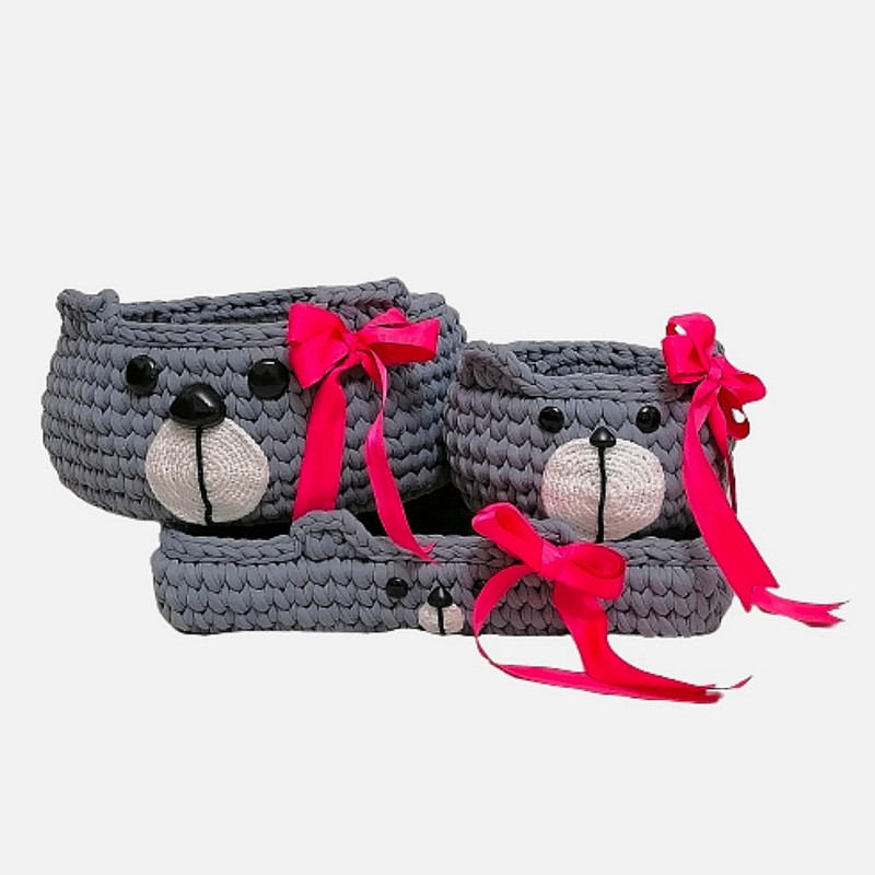 ست سبد وسایل کودک مدل خرسی پاپیونی بسته 3 عددی