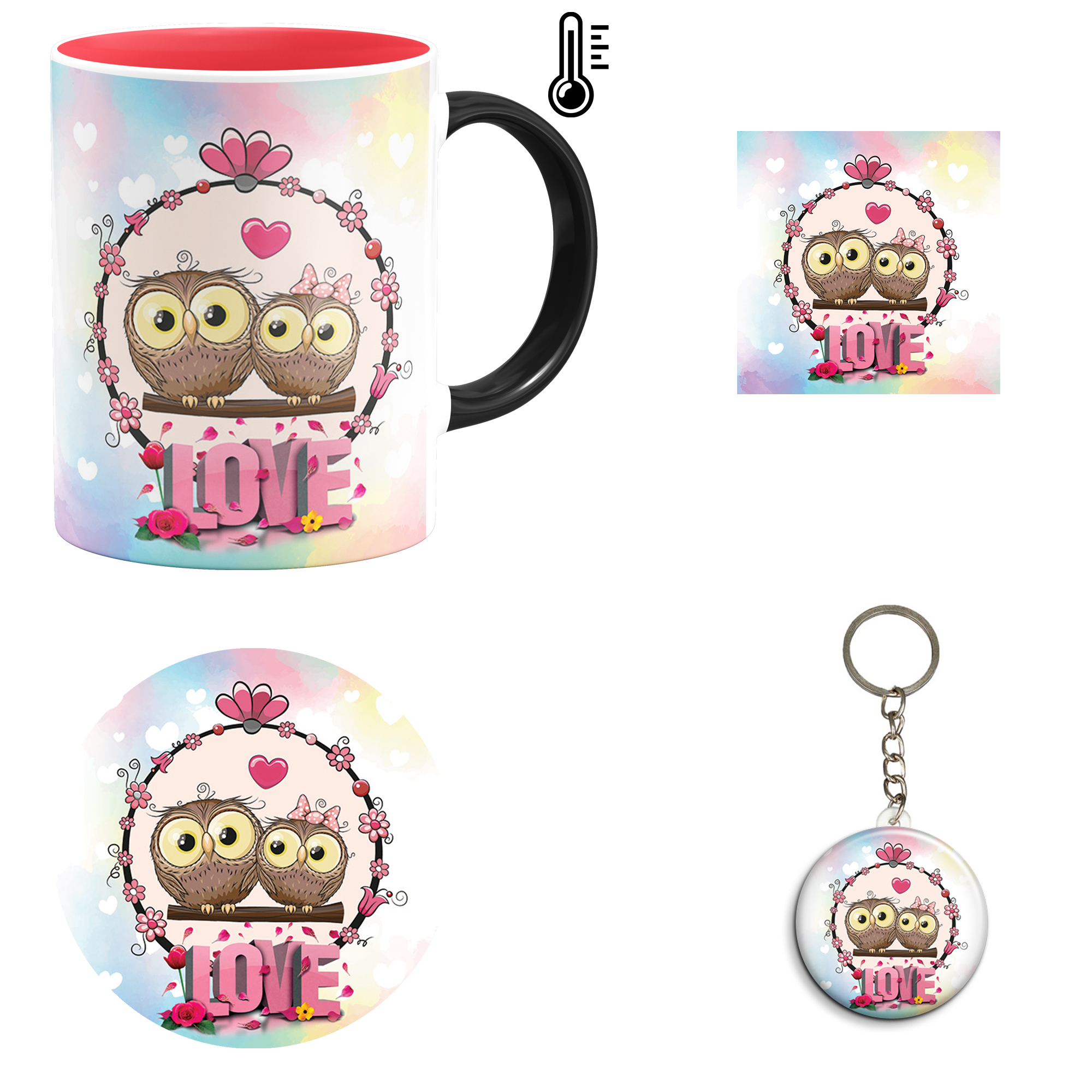 ست هدیه ماگ حرارتی مدل روز عشق طرح عاشقانه کد M58