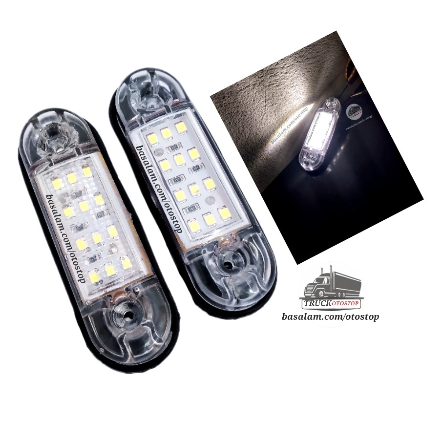 چراغ بغل 12 ولت بسته دو عددی نور سفید ثابت با کفشک لاستیکی پشت چراغ 12 عدد smd طول 9 سانتیمتر مناسب همه ماشین های سواری