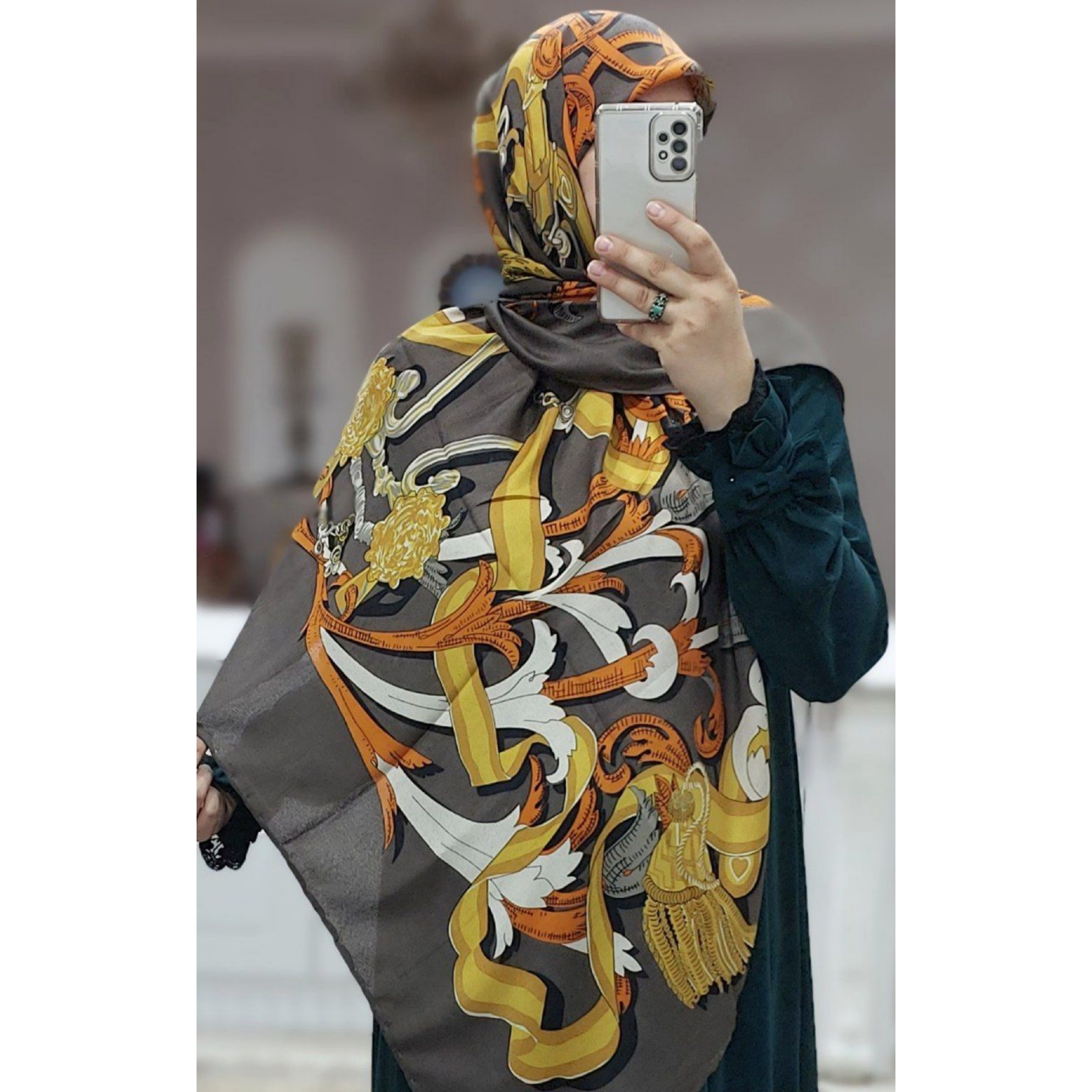 روسری نخ کشمیر تابستونی خنک و قواره 140 دور دست دوز
