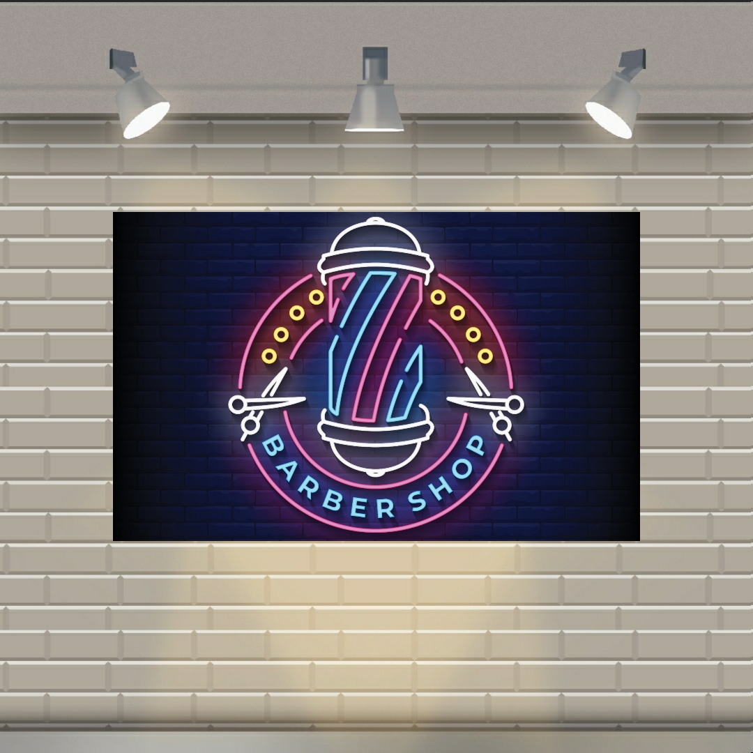 تابلو بوم طرح آرایشگاه مردانه مدل نئون کد SDB1718