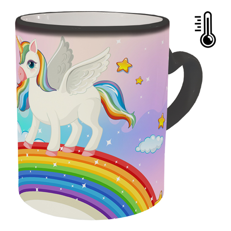 ماگ حرارتی مدل دسته قلبی طرح یونیکورن کد 97