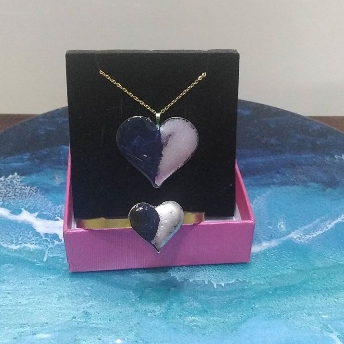 گردنبد و دستبند قلب نقره ایی